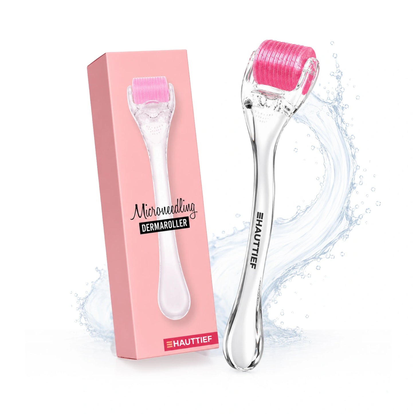 HAUTTIEF Microneedling Dermaroller 0,25 mm mit 192 echten Einzelnadeln für Gesicht, Kopfhaut und Körper