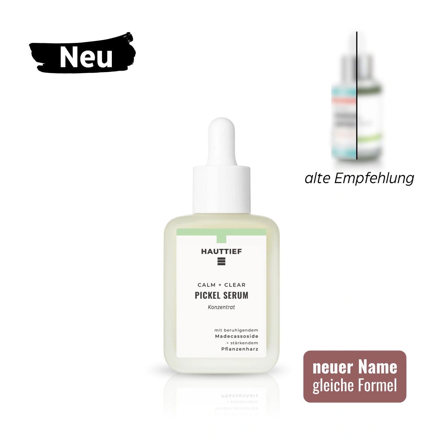 Hauttief Neue Version Calm + Clear Anti-Pickel Serum als Spot Treatment gegen unreine Haut und Pickel – Vorher Nachher Ergebnis früher Fight + Relief